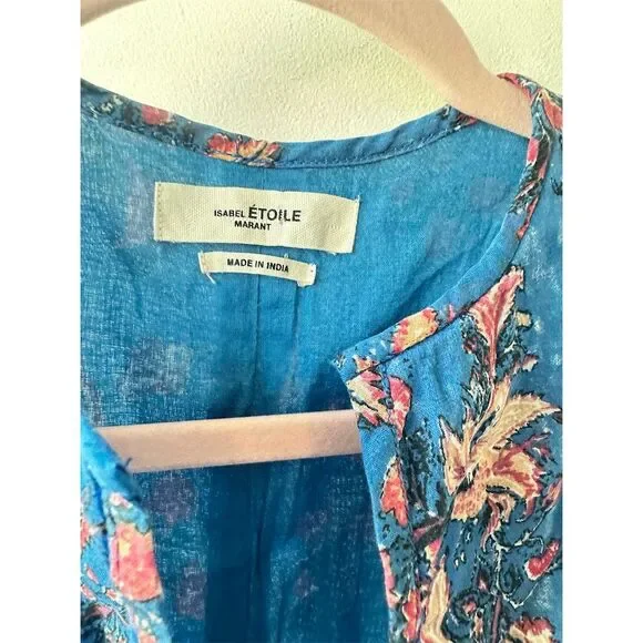 Isabel Marant Étoile Women's M Blue Floral Sleeveless Blouse Casual - Picture 2 of 4